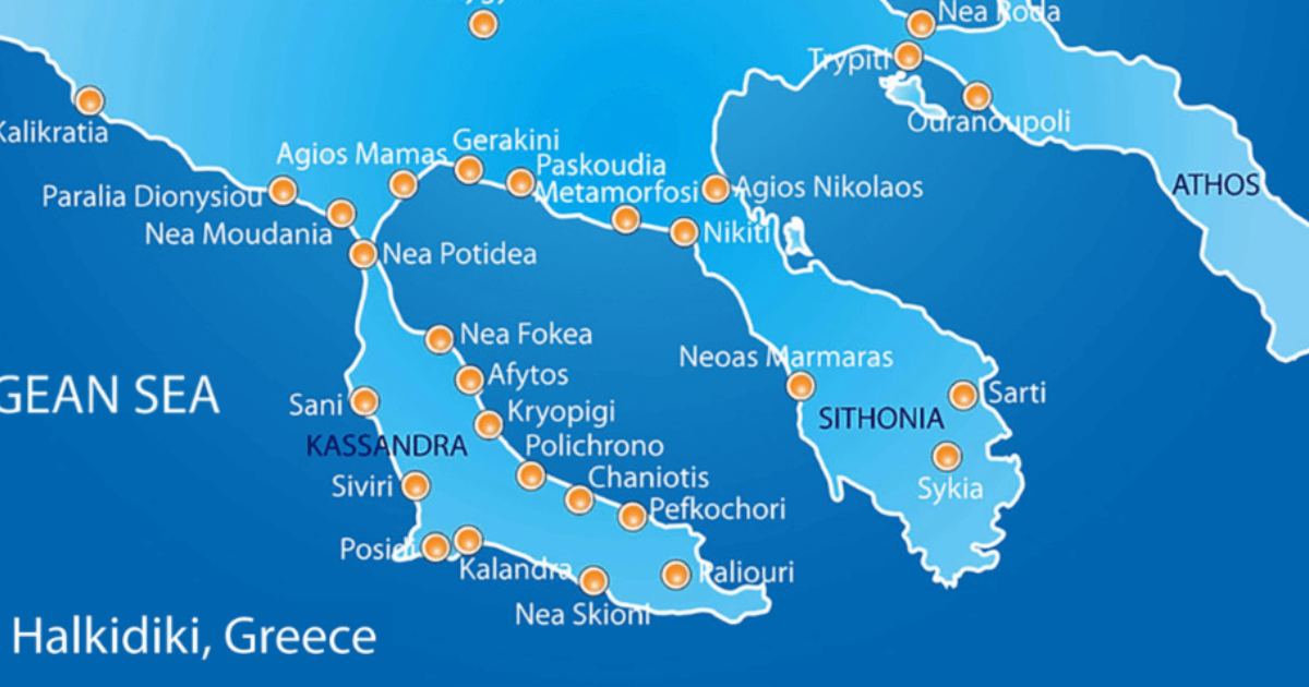 map of Halkidiki